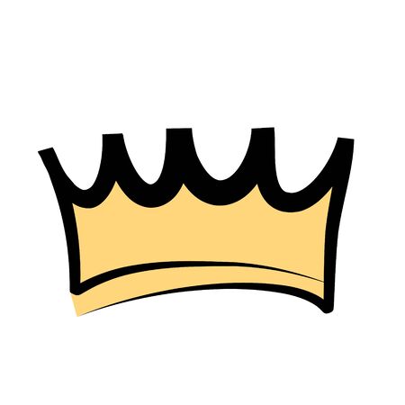 Hand drawn crown logo and icon on white, stock vector illustrationのイラスト素材
