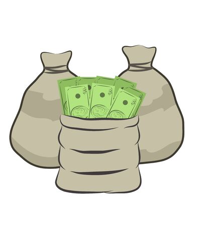 hundred dollars money bag icon design isolated on white, stock business vector illustrationのイラスト素材
