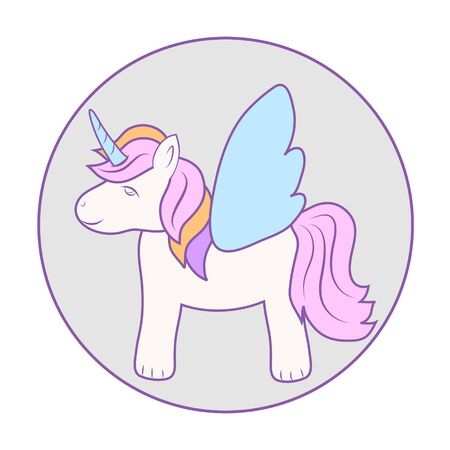 hand drawing cartoon cute unicorn icon stock vector illustration designのイラスト素材