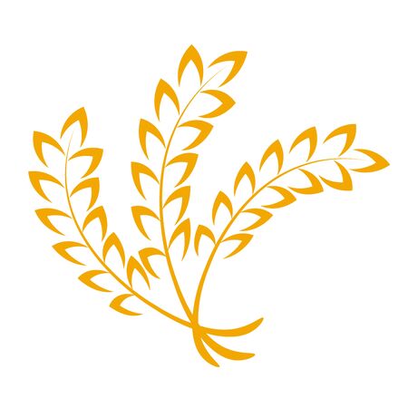 Wheat or barley ears. Harvest wheat grain, growth rice stalk and whole bread grains or field cereal nutritious rye grained agriculture products ear symbol. Isolated vector iconのイラスト素材