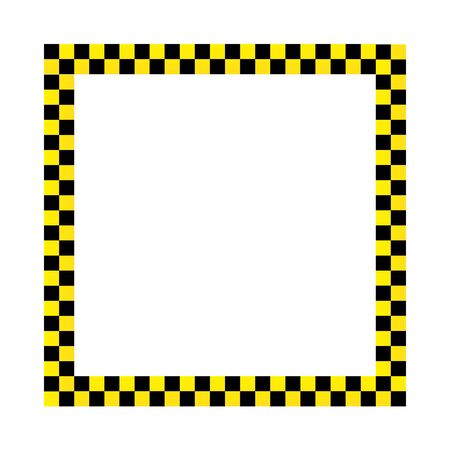 Black and yellow police stripe border, construction, danger caution tape vector frameのイラスト素材