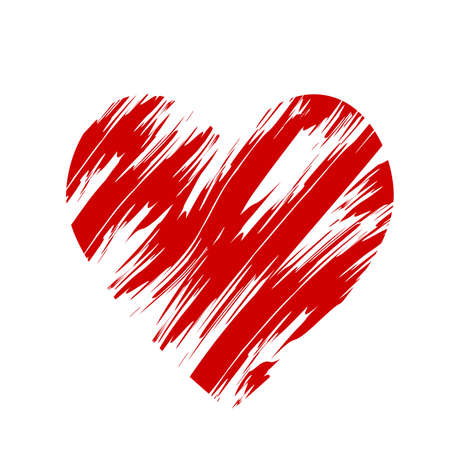 Red heart love and romantic symbol for Valentine Day holiday greeting card, banner or posted on white, stock vector illustrationのイラスト素材