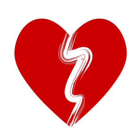 Red heart love and romantic symbol for Valentine Day holiday greeting card, banner or posted on white, stock vector illustrationのイラスト素材