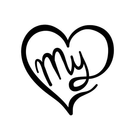 Decorative heart shape with word My hand drawn for design element on white, stock vector illustrationのイラスト素材