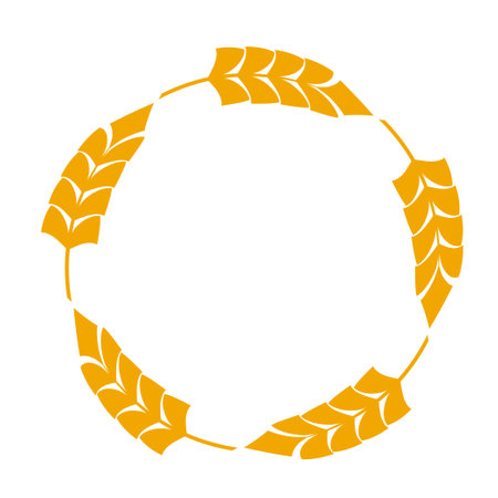 Wheat or barley ears. Harvest wheat grain, growth rice stalk and whole bread grains or field cereal nutritious rye grained agriculture products ear symbol border on whiteのイラスト素材