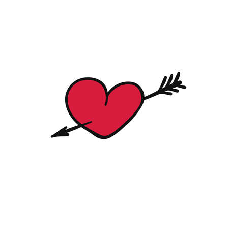 heart symbol arrow drawing for design Valentine Day cardのイラスト素材