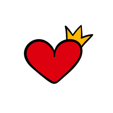 heart symbol crown drawing for design Valentine Day cardのイラスト素材