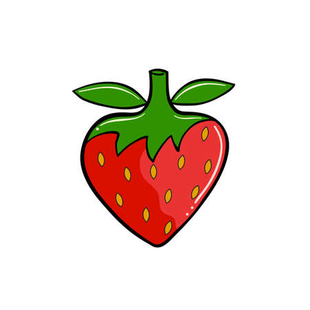 red sweet strawberry hand drawnのイラスト素材