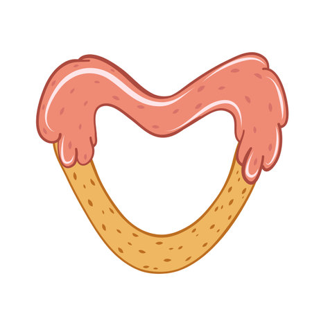 sweet bagel with jam heart for valentine day card designのイラスト素材