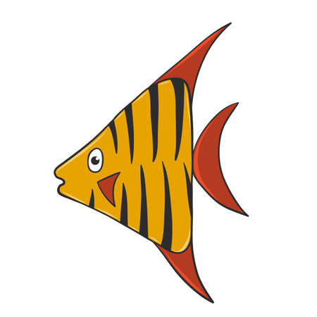 Colorful tropical fish cartoon style hand drawn for designのイラスト素材