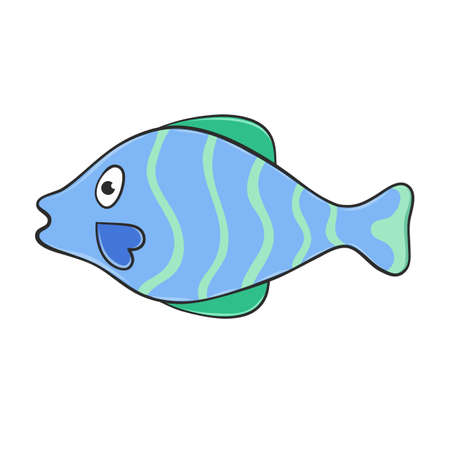 Colorful tropical fish cartoon style hand drawn for designのイラスト素材