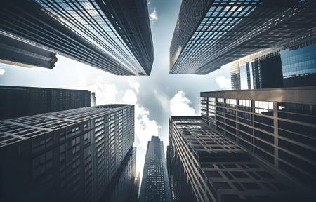 tall skyscrapers shot perspectiveの素材
