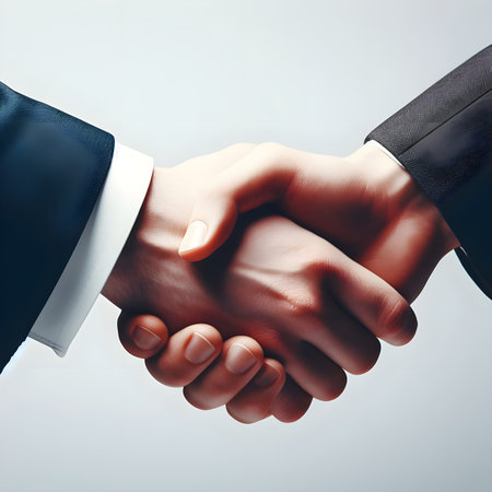 Close-up of handshake of businessmenの素材