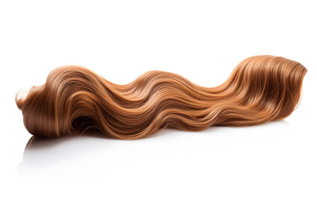 long light brown curl ponytail isolated on a white backgroundの素材