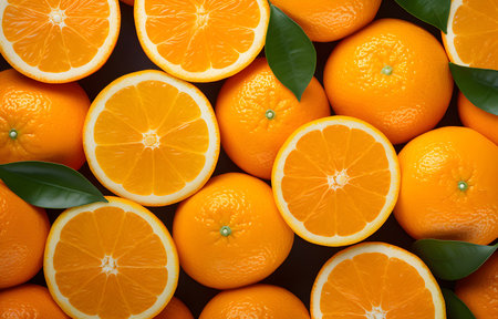 background of orange slices top viewの素材
