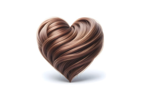 Brown hair in shape of heart isolated on a white backgroundの素材