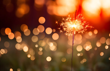 Burning sparkler on bokeh background. New year conceptの素材