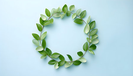 green plant on blue pastel backgroundの素材