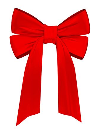 Red satin ribbon. Isolated on white background. 3d rendered.の写真素材