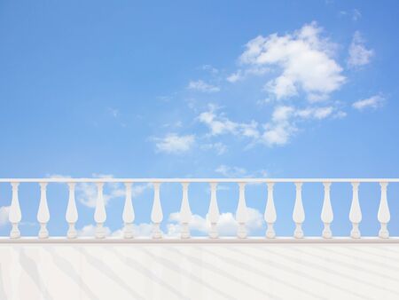 Empty classic terrace against the blue sky.