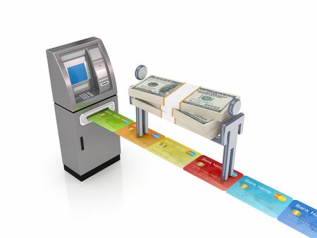 ATM concept. Isolated on white background.3d rendered.の写真素材