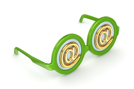 Round glasses with AT symbol 