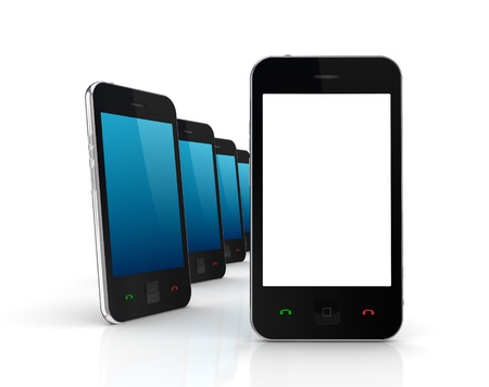 Modern mobile phones with touchscreen の写真素材