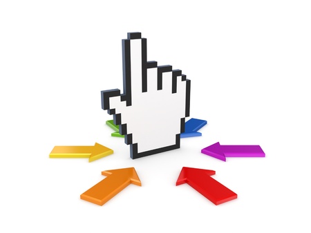 Colorful arrows around cursor の写真素材