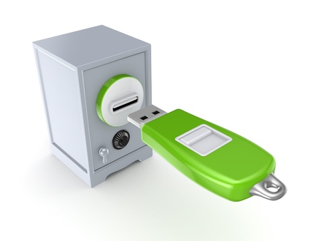Flash memory connected to iron safe 