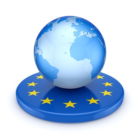 European Union symbol and Earth の写真素材