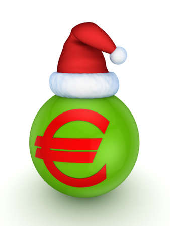 Green sphere with red symbol of euro の写真素材