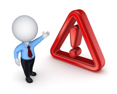3d small person and warning sign 