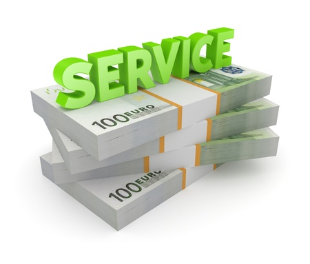 Word SERVICE and stack of euro の写真素材