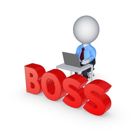 3d small person and word BOSS の写真素材