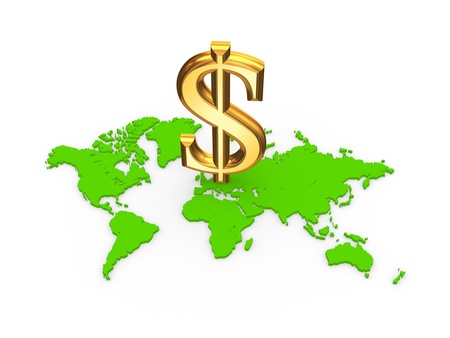 Sign of dollar on a map の写真素材