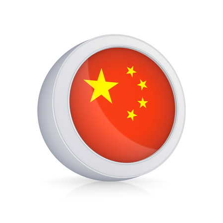 Icon with flag of China.Isolated on white.3d rendered.の写真素材
