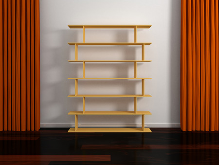 Modern interior composition with simple yellow shelf.の写真素材