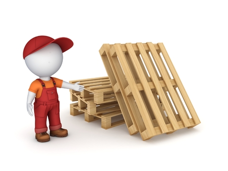 3d small person in workwear isolated on white の写真素材