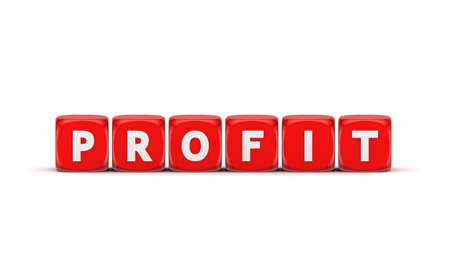 Word PROFIT, isolated on white background 3d rendered illustration の写真素材