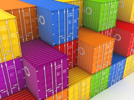 Set of colorful containers  3d rendered illustration 