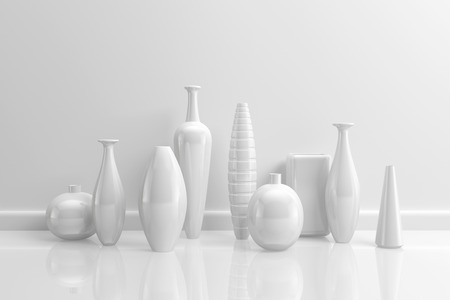 3d rendered interior composition with decorative pottery.の写真素材