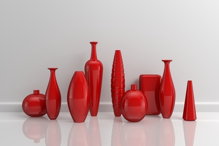 3d rendered interior composition with decorative pottery.の写真素材