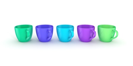 Realistic 3d rendered cups isolated on white background.の写真素材