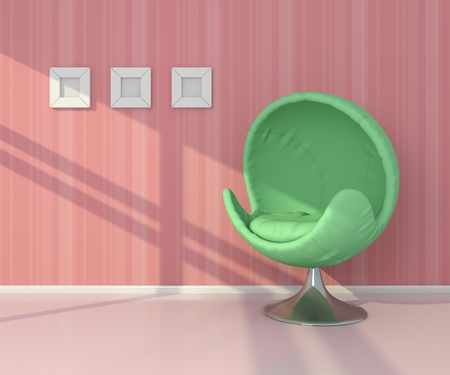 3d rendered interiour composition with modern green armchair.の写真素材