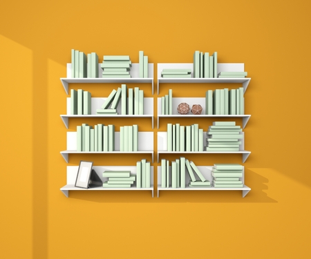 3d rendered modern interior composition with simple bookshelf.の写真素材