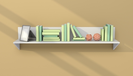 3d rendered modern interior composition with simple bookshelf.の写真素材