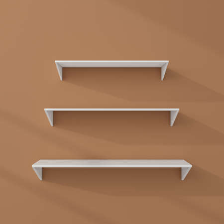3d rendered composition of empty modern shelves.の写真素材