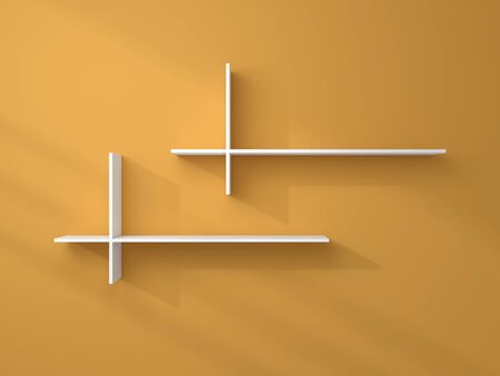 3d rendered composition of empty modern shelves.の写真素材