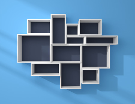 3d rendered composition of empty modern shelves.の写真素材