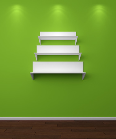 3d rendered illustration of modern empty bookshelves.の写真素材